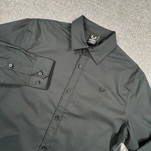 Messi Collection Dress Shirt Mens Small Black Performance Stretch Button Up NEW
